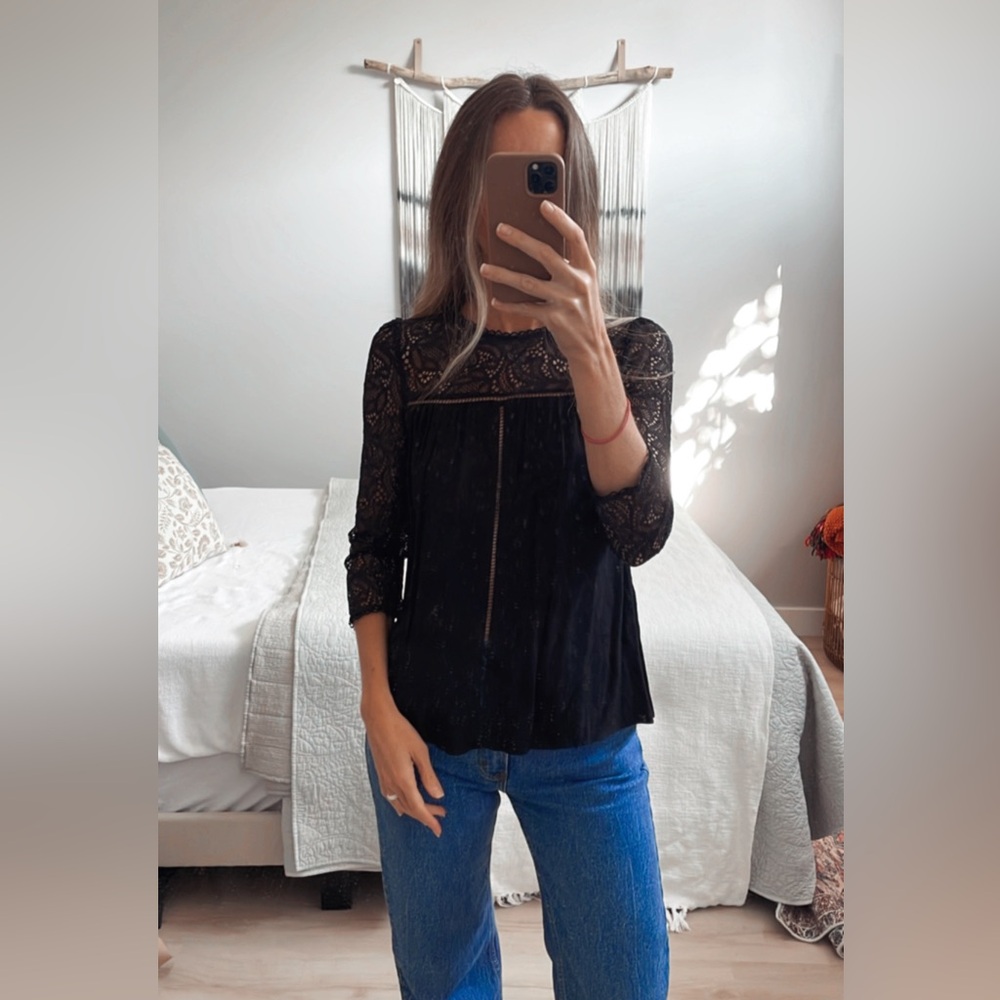 Moulinette Soeurs Black Lace Blouse